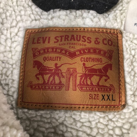 Levi's Sherpa Lined Jacket Adult Extra Extra Large Black Canvas Trucker Type 3 - Picture 5 of 13